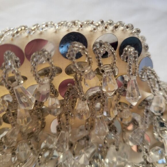 Vintage Glittery Silver Sequins Beaded Satin Evening Purse Clutch - Picture 8 of 8